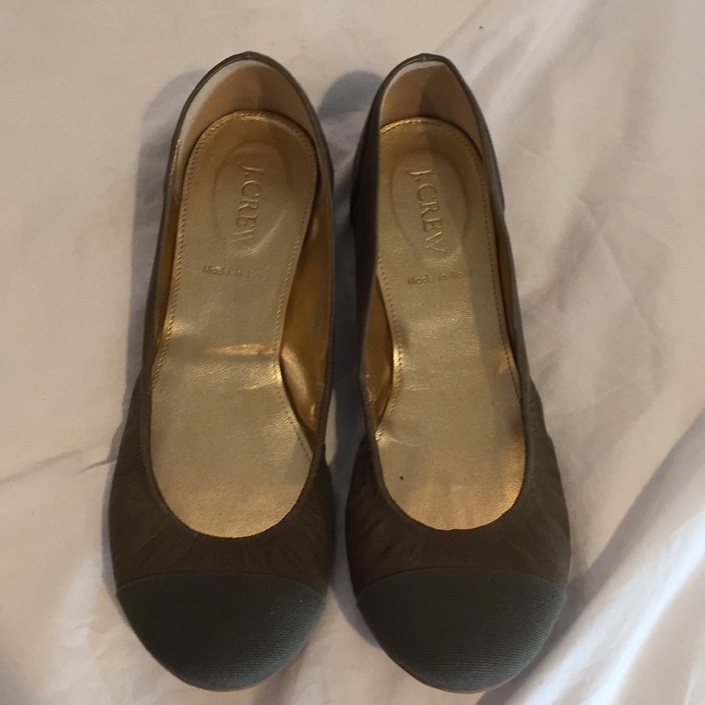J Crew Army Green Ballet Flats